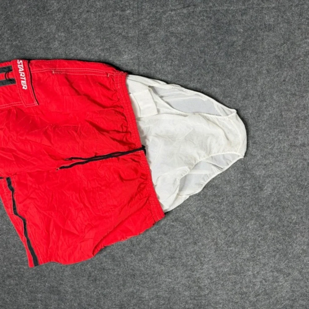 Starter Mens Red Nylon Swim Trunks Cargo‎ Pocket Mesh Lined XL 0115